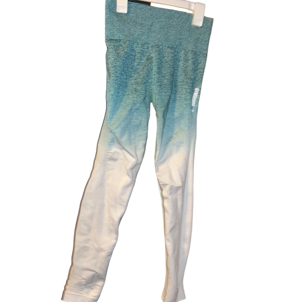 GYMSHARK Womens Size Medium Adapt Leggings Seamless Teal Gray Ombre Stretch Pant